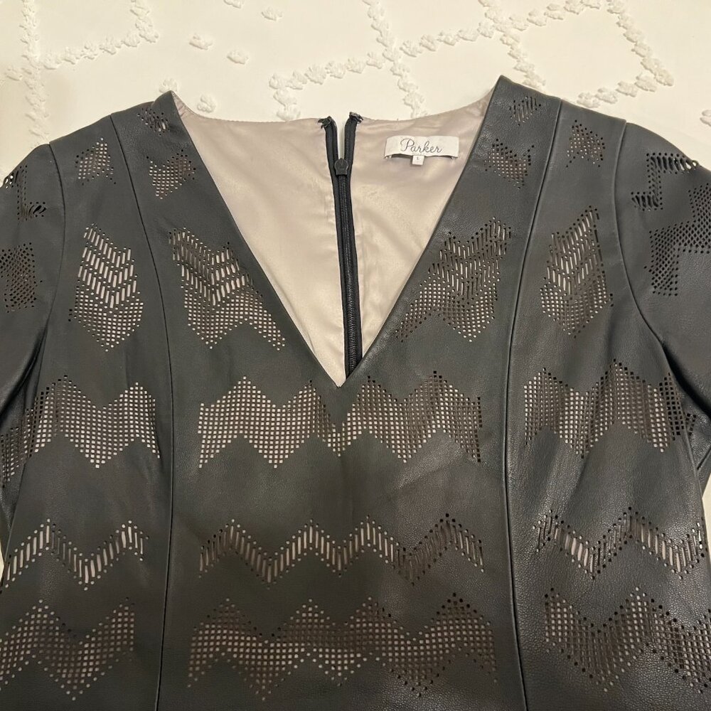 Parker black leather mini dress Large - Picture 9 of 16